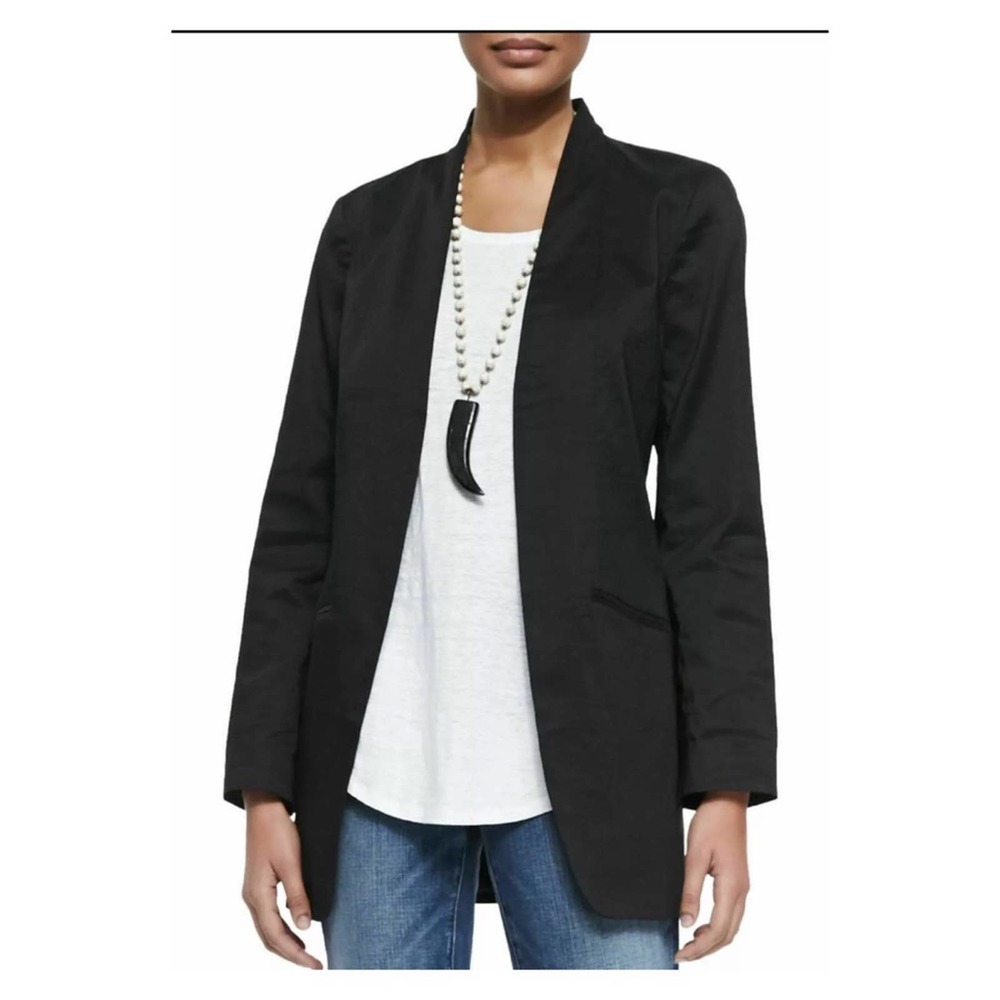 Eileen Fisher Black Longline Blazer Jacket Sz.14